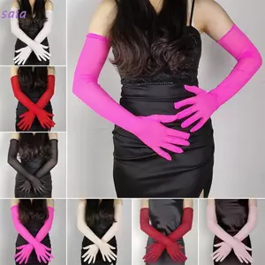 Găng Tay Dài SAIA, Găng Tay Chống Nắng Lái Xe Đạp Ren Gợi Cảm 55CM, Lưới Co Giãn Trong Suốt Mùa Hè Đen Lụa Mỏng Chống Nắng Ice Silk Tay Nữ
