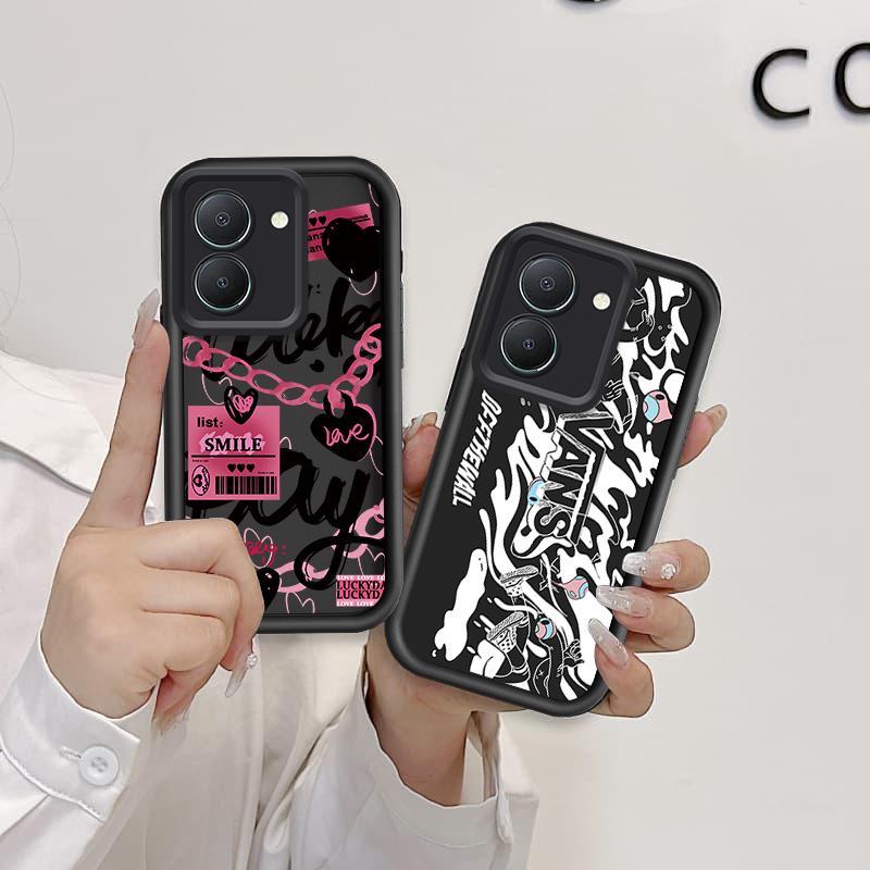 Ốp Lưng Cho VIVO Y03 Y03T Y18 Y18S 4G Y28S Vỏ Điện Thoại Mềm Silicon Hoạt Hình TPU Xu Hướng Nhãn Tình Yêu ins Angel Eye Ốp Lưng Chống Sốc