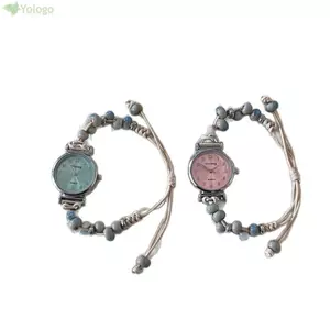 Đồng hồ thạch anh YOLOGO, Đồng hồ đeo tay đính cườm mặt dây chuyền, Đồng hồ đeo tay có thể điều chỉnh thời trang dành cho nữ