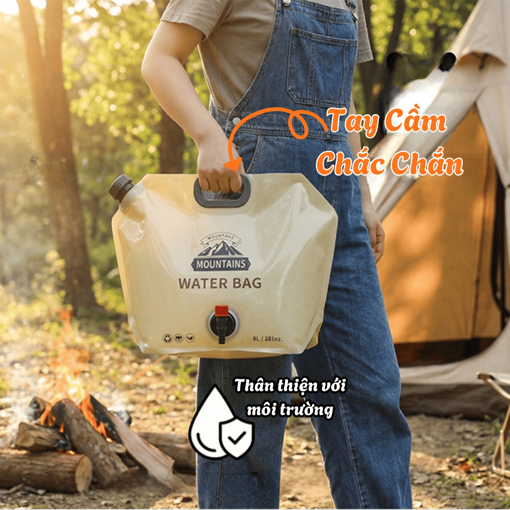 Túi Đựng Nước Du Lịch Gấp Gọn HomeMate 8L – Túi Trữ Nước Picnic Có Vòi Dày 3 Lớp Tiện Mang Dã Ngoại