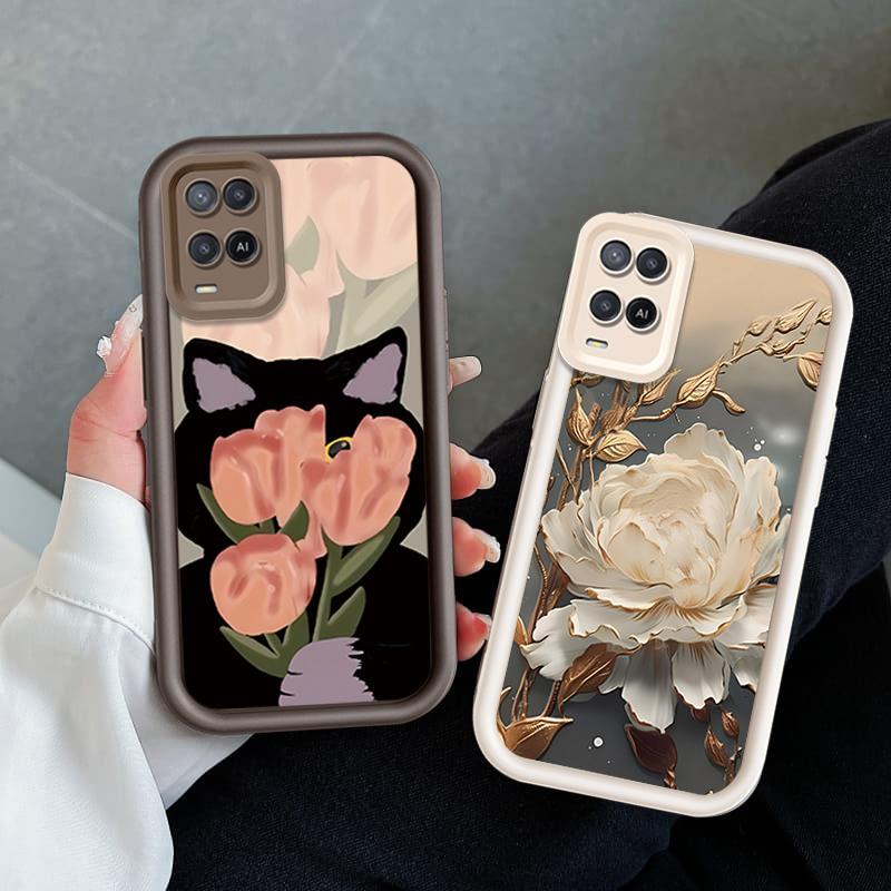 Ốp Lưng Cho OPPO A54 4G Hoạt Hình Silicon Mềm Đáng Yêu TPU Hoa Tulip Angel Eye Vỏ Điện Thoại Chống Sốc