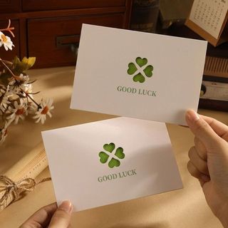 Thiệp Chúc Mừng May Mắn Good Luck Mini Cỏ 4 Lá Tối Giản Dễ Thương Tặng Bạn Bè Người Yêu Timo GQ74