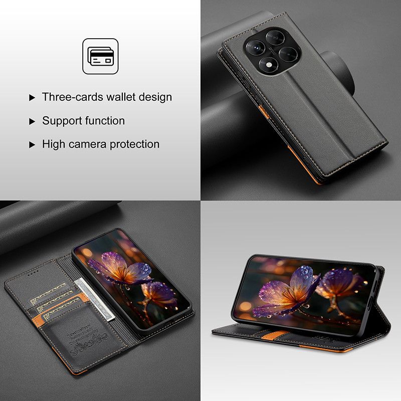 Dành Cho Xiaomi Redmi Note 15 14 13 Pro Plus 5G Note 14 Doanh Nghiệp RFID Chặn Ví Điện Thoại Bao Da PU Lật Chân Đế Vỏ