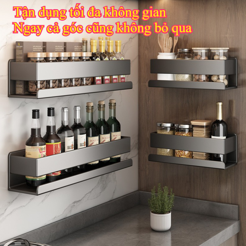 Kệ bếp đa năng dán tường, kệ để nhà bếp chống rỉ đựng gia vị và dao kéo