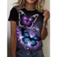 Thời Trang 3D Bướm In Hình Áo Thun Nữ Mùa Hè Cổ Tròn Tay Ngắn Kawaii Girl Tee