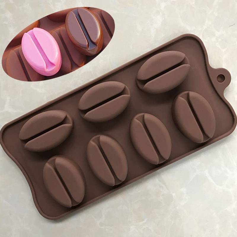 [yuzhoun] 7 Khoang Cà Phê Đậu Silicon Khuôn Sô Cô La Plump Môi Nướng Bánh Trang Trí Khuôn Đá Viên Fondant Bánh Ngọt Khuôn Dụng Cụ Nhà Bếp