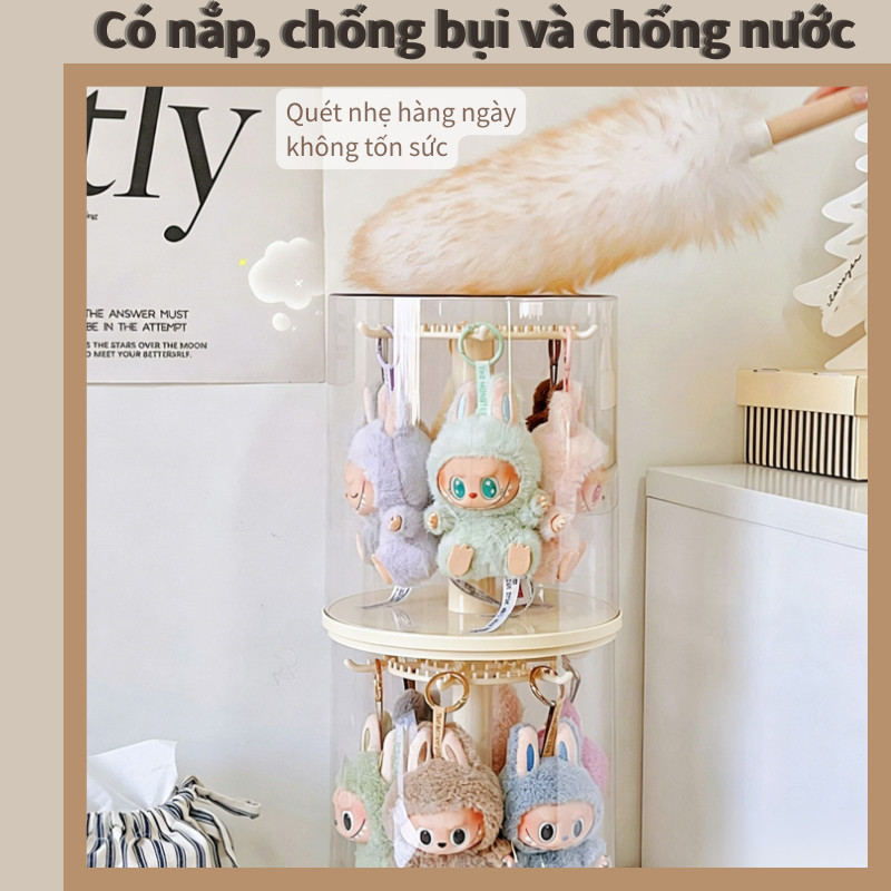 Hộp Đựng Móc Khóa Thú Nhồi Bông Trong Suốt – Xoay 360°, Chống Bụi, Bảo Quản Mô Hình Hiệu Quả