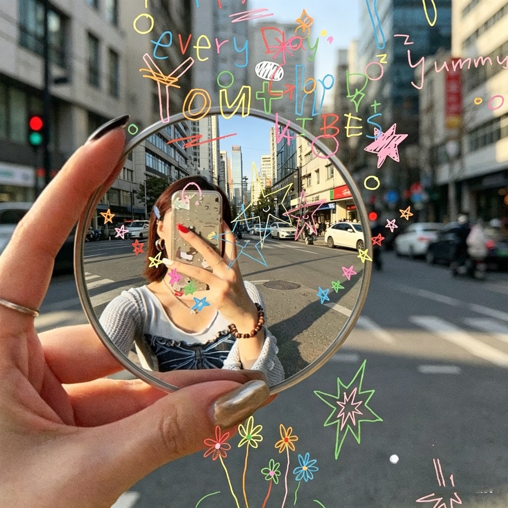 🚚【giao Hàng 24h】Gương Selfie góc rộng sáng tạo Cặp đôi Gương cầm tay Trang trí gương trang điểm đa năng