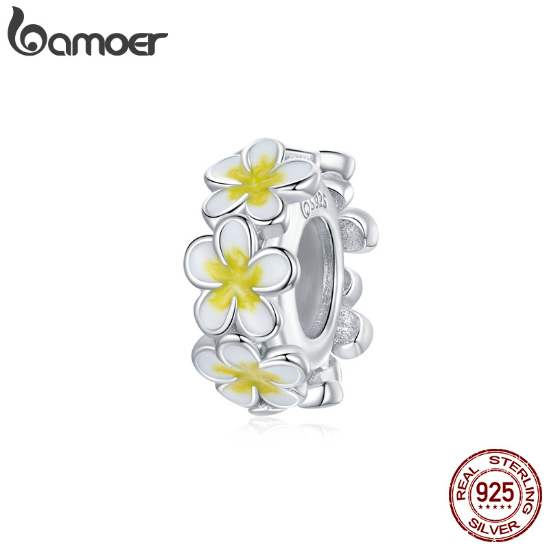 Mặt Vòng Tay Bamoer BSC447 Từ Bạc Thật 925 Hình Bông Hoa Lãng n DIY