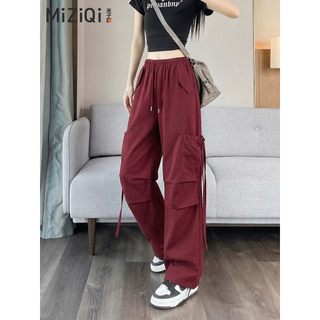 [MIZIQI] Quần yếm thẳng lưng cao dành cho nữ, Quần ống rộng có dây buộc kiểu dáng mỏng mùa hè, Quần rộng dáng ôm hơn