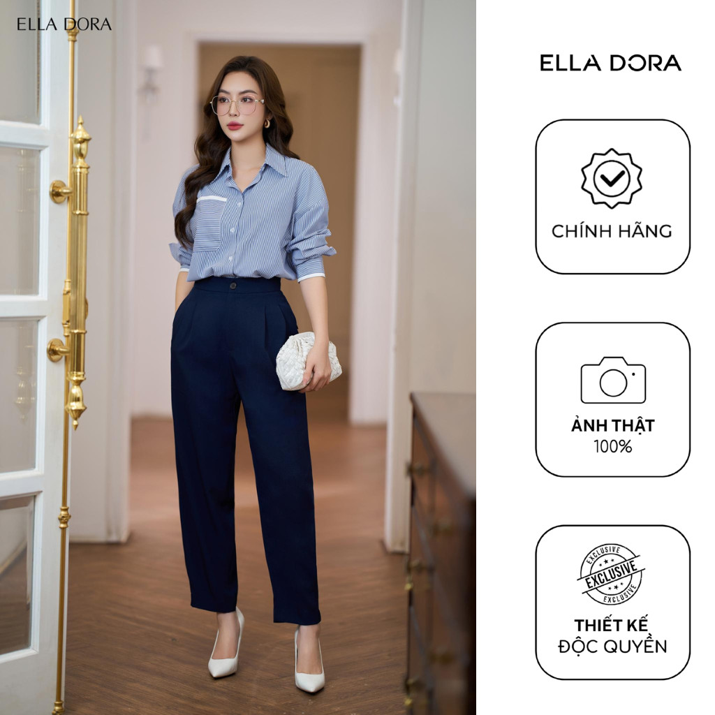 Quần tây nữ baggy ELLA DORA form đẹp thanh lịch dễ phối đồ 3 màu Be/Xanh Than/Nâu [Q18]