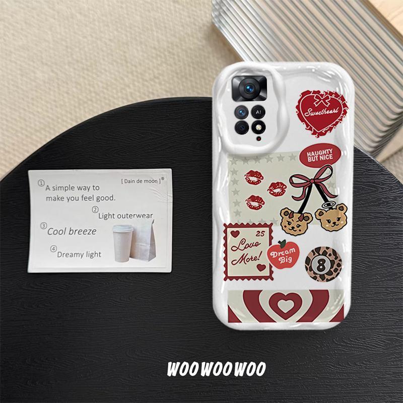 Vỏ Cho Redmi Note 11 4G Redmi Note 11s Redmi Note 11 Pro Redmi Note 12 Pro 4G 5G Vỏ Kem Hoạt Hình Cặp Đôi Hoa Mềm TPU 3D Sóng Silicon Vỏ Điện Thoại