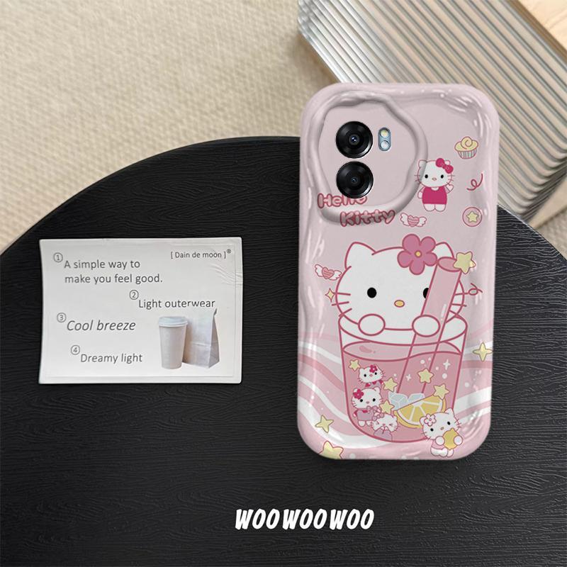 Ốp Lưng Cho OPPO A54 4G A57 4G A77 A77S Phim Hoạt Hình Kem Cặp Đôi Mèo Mềm TPU 3D Sóng Silicon Vỏ Điện Thoại