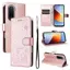 Ốp Lưng Cho Redmi A7 Pro Dập Nổi Mèo Và Ong Da Khe Cắm Thẻ Dây Đeo Tay Chống Rơi Vỏ Điện Thoại
