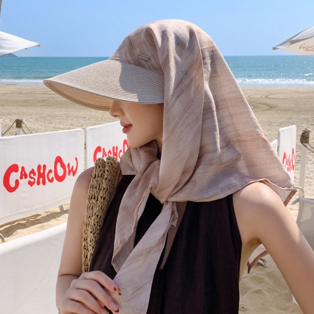 Mũ trùm đầu SENRTY Mũ bóng chày, Mũ chống nắng mùa hè in họa tiết phong cách Hàn Quốc, Khăn quàng cổ rộng vành nhẹ Khăn quàng cổ Bảo vệ cổ Mũ bóng chày đường phố