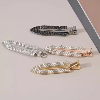 Kẹp NICOLOO Bangs, Kẹp mỏ vịt hình xẻng trang trí bằng kim cương giả, Kẹp tóc liền mạch bằng hợp kim