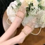 Giày trượt nữ màu mơ có lưới, kim cương giả, mũi vuông và la cao gót