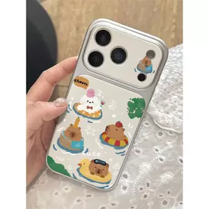 Bơi Capibara cho iPhone 17 Gói đầy đủ Corning Case iPhone 16/15 Soft Shell 13/12