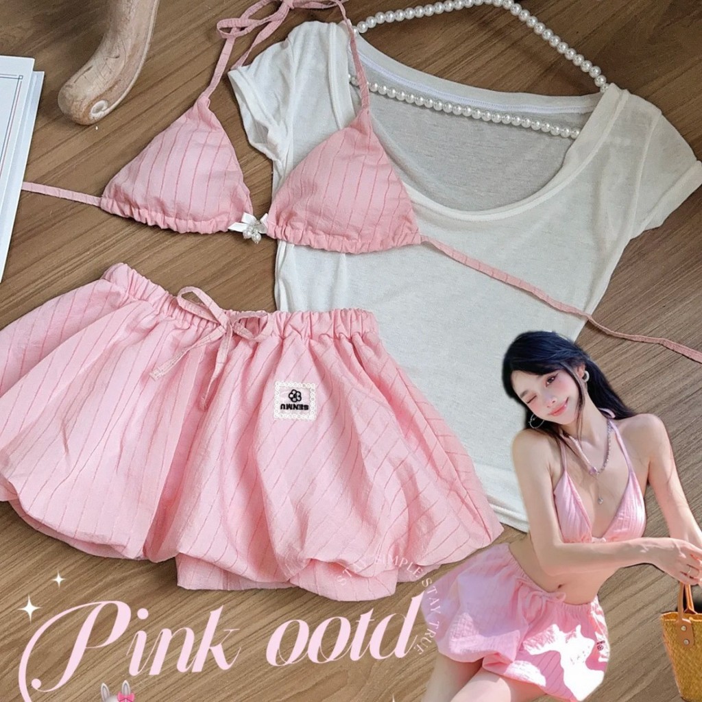 Bikini Ba Mảnh Nhỏ Tươi Phong Cách Kỳ Nghỉ Đồ Bơi Chia Bộ Đồ