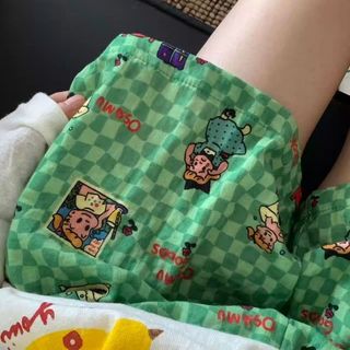Quần Short Size Lớn Quần Short Nữ Nhà Quần Short Nữ Ngắn Pyjama Quần Nữ 150kg Size Lớn Kẻ Sọc Xanh Hoạt Hình Quần Pyjama Bé Gái Nữ Mùa Hè Phong Cách Mỏng Có Thể Đi Bộ Bên Ngoài Quần Short Nhà Có Thể Uốn Cong Plus Size Quần Áo Nữ