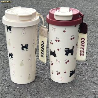[Còn hàng] Bình nước HABITATCO, Cốc nước dung tích lớn uống đôi, Cốc nhựa có dây đựng 550ml chống rò rỉ di động dành cho học sinh
