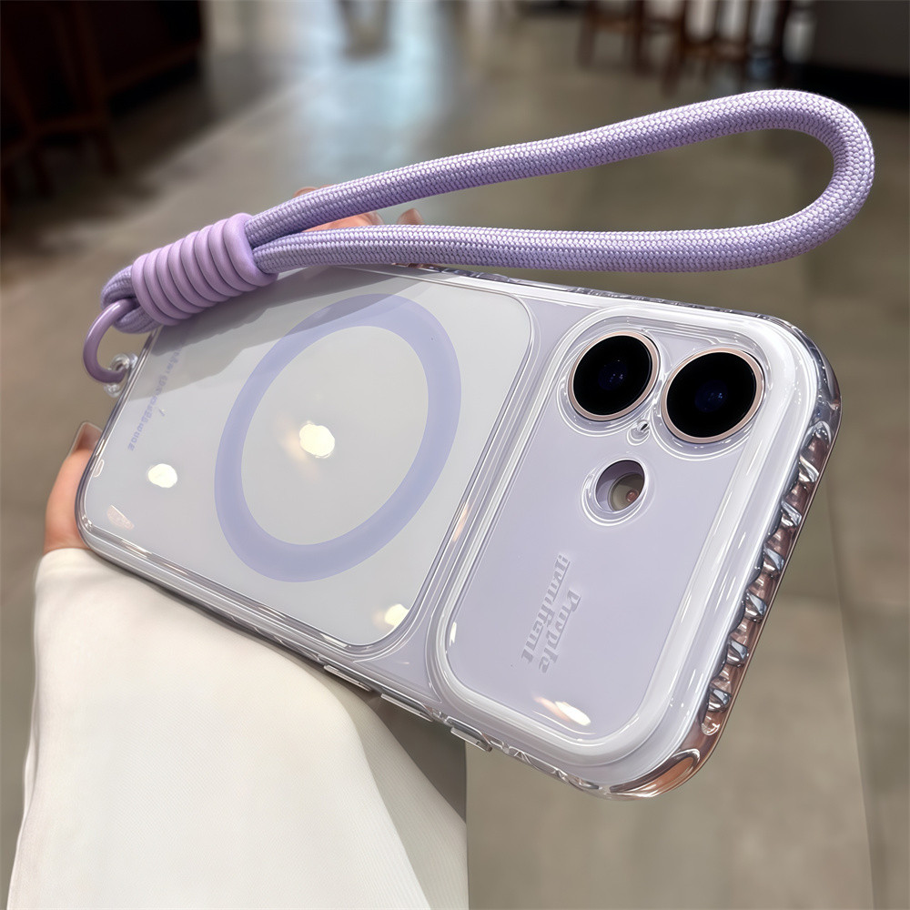Ốp điện thoại từ tính dây tay tiếng Anh đơn giản cho iPhone 17 Pro Max 16 15 pro max Bảo vệ ống kính chống rơi Vỏ cứng bảo vệ điện thoại