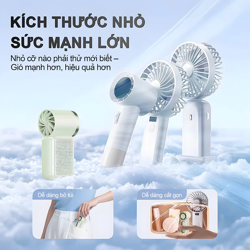 Quạt mini cầm tay 100 mức gió màn hình LED