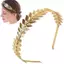 AqToCna Vương miện tiara lá vàng, phụ kiện tóc cô dâu cưới