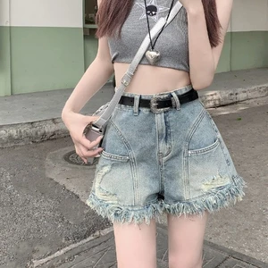 Quần short denim nữ rách cao cấp, thiết kế hình quả lê ôm dáng