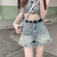 Quần short denim nữ rách cao cấp, thiết kế hình quả lê ôm dáng