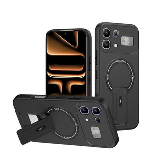 Dành cho infinix Note 60 5G / 60 Pro 5G Ốp điện thoại cứng cảm giác da có chân đế ẩn Vỏ từ tính cạnh mềm Vỏ mỏng chống sốc