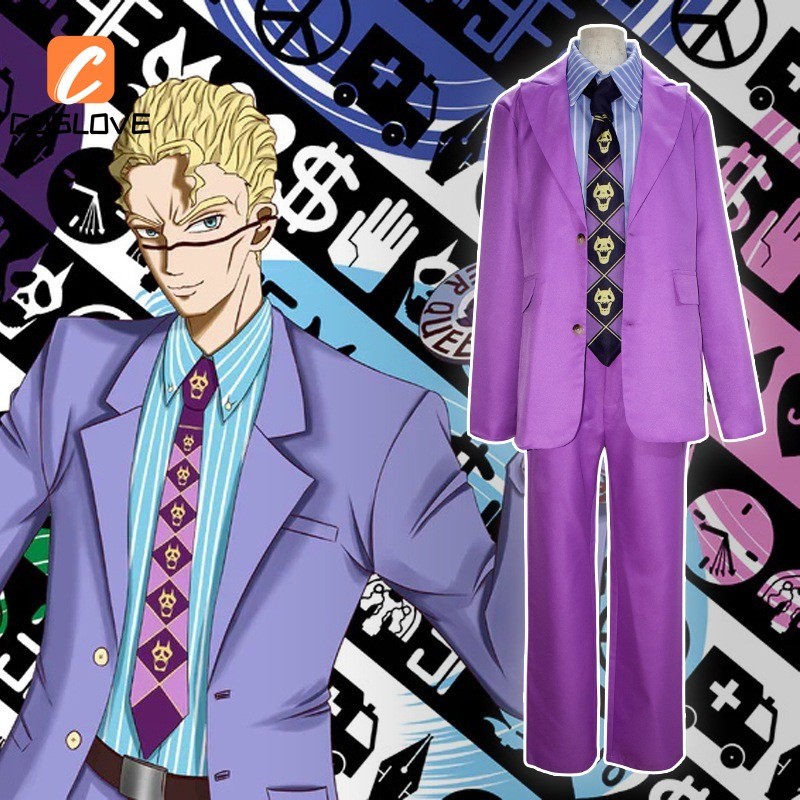 Jojo Kỳ Dị - cosplay quần áo trọn bộ màu tím cho người lớn, phù hợp các sự kiện