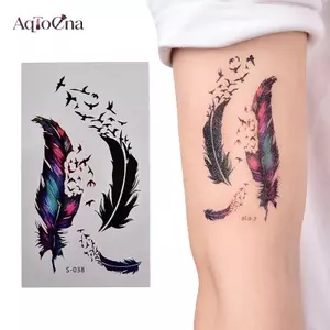 AqToCna Họa Tiết Lông Vũ Lớn Có Thể Tháo Rời Chống Thấm Nước Tạm Thời Hình Xăm Nghệ Thuật Cơ Thể Stiers AqToCna