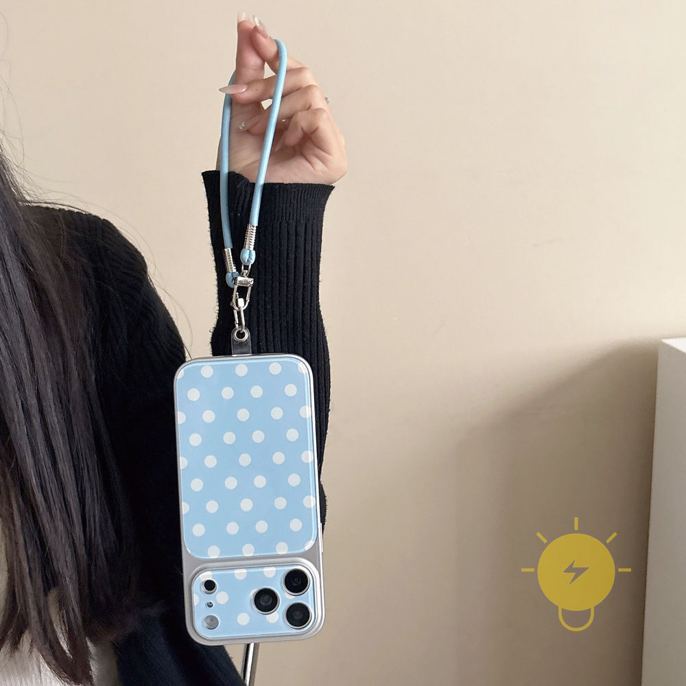 Phone Case For iPhone 17 Pro Max 16 15 14 13 Acrylic TPU Colorful Polka Dot Strap Aesthetic Korean Cute