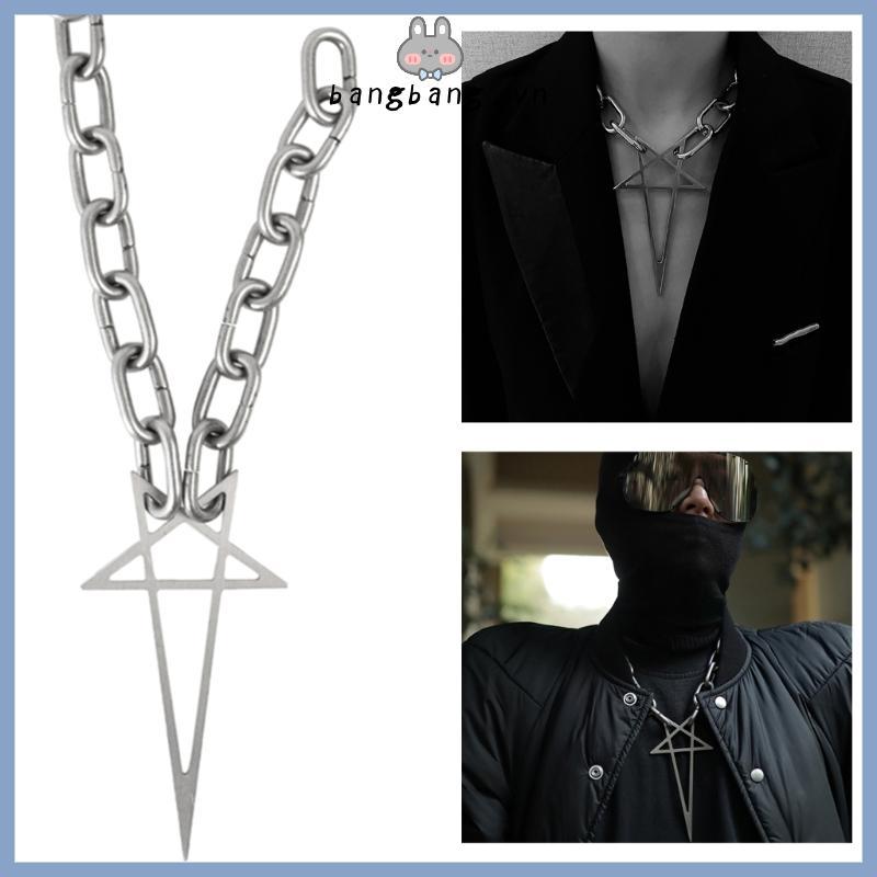 Bang Punk Phóng Đại Kim Loại Nặng Lớn Pentacle Dày Dây Xích Vòng Cổ Choker Nam Nữ Gothic Thời Trang Câu Lạc Bộ Đêm Trang Sức