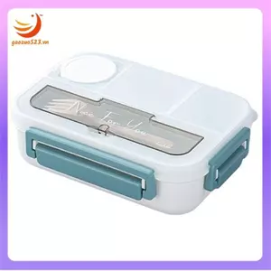 Hộp cơm trưa Bento kèm dao kéo, 4 ngăn, chống rò rỉ, lò vi sóng & máy rửa chén an toàn cho người lớn và học sinh