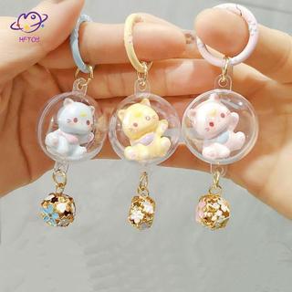 HFTOY 1 Mảnh Hộ Gia Đình Học Sinh Schoolbag Mặt Dây Chuyền Nhỏ Hình Chuông Ba Chiều Dễ Thương Mèo Chuông Gió Móc Khóa Phụ Kiện Túi Bé Gái ~