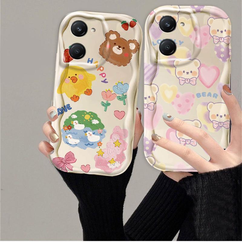 Thích Hợp Cho VIVO Y03 Y03T Y18 Y18S Y18T Y18E Điện Thoại Thông Minh 3D Mềm TPU Gấu Tình Yêu Hoa Chống Sốc Trường Hợp Điện Thoại