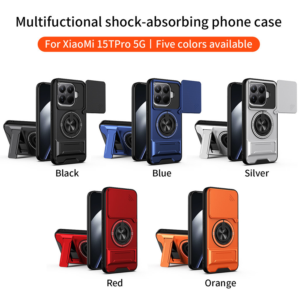 Ốp Điện Thoại Đa Năng Sang Trọng Thích Hợp Cho Xiaomi 15T Pro 5G Dây 360°Giá đỡ vòng có vỏ máy ảnh Vỏ bảo vệ toàn diện chống sốc