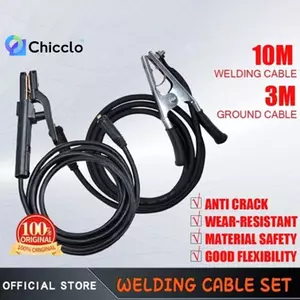 Cáp hàn 5 / 7 / 10 M + Cáp nối đất Bộ 2 / 3 Mbo có giá đỡ điện cực và đầu nối Bộ cáp hàn đa năng Đẹp