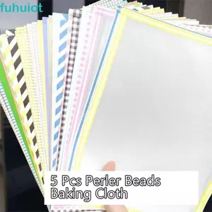 FUHUIOT 5 Hạt Perler Vải Nướng Bánh, Tấm ủi viền truyền ánh sáng cho hạt cầu chì, Giấy chịu nhiệt DIY chịu nhiệt Phụ kiện DIY