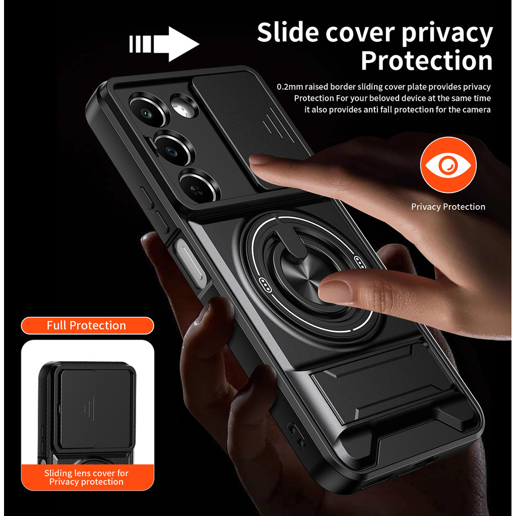 Ốp Điện Thoại Đa Năng Sang Trọng Thích Hợp Cho Realme C83 C85 Pro C71 C67 P4 Lite 5G Dây 360°Giá đỡ vòng có vỏ máy ảnh Vỏ bảo vệ toàn diện chống sốc