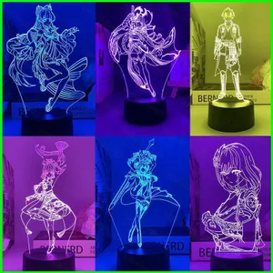 HT3 Genshin Tác Động Đèn Ngủ 3D Đèn Led Từ Xa Anime Beelzebul Eula Kokomi Thoma Hình Chiếu Sáng USB Giáng Sinh Gif