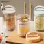 430ML Cốc ăn sáng mới Bột yến mạch Ngũ cốc Hạt sữa chua Salad Cốc thủy tinh chống rò rỉ Hộp đựng yến mạch có nắp Thìa Hộp bảo quản thực phẩm [VN]