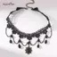 AqToCna Gothic Punk Ren Gợi Cảm Pha Lê Pendent Nelace Cho Nữ Thanh Thiếu Niên Bé Gái Đinh Tán Cổ Hoa Nelace Ro Trang Sức Quà Tặng Tiệc AqToCna
