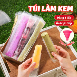 Túi Làm Kem Túi 100 Cái TORO Túi Làm Đá Dùng 1 Lần, Làm Siro, Sữa Chua Túi, Có Phễu
