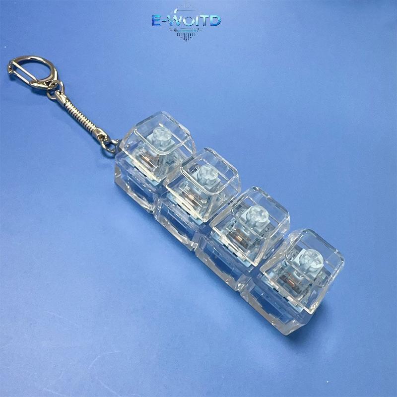 E-WOITD 4 phím Công tắc chìa khóa Móc khóa Máy kiểm tra trục LED Fidget Nút Keycap Đồ chơi Bàn phím cơ Máy kiểm tra trục Giảm căng thẳng Móc khóa Quà tặng E-WOITD