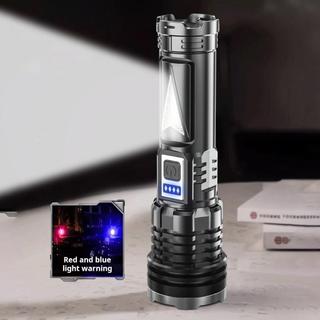 Đèn pin ngoài trời công suất cao, sạc lại được, chống nước, hiển thị dung lượng pin, LED đèn pin tìm kiếm. đèn cảnh báo