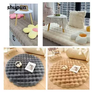 Thảm bong bóng SHUPUN, Thảm tròn sang trọng tròn 35 / 60 / 80cm, Phòng ngủ mềm mại Đầu giường chống trượt Lông thỏ giả Thảm phòng khách