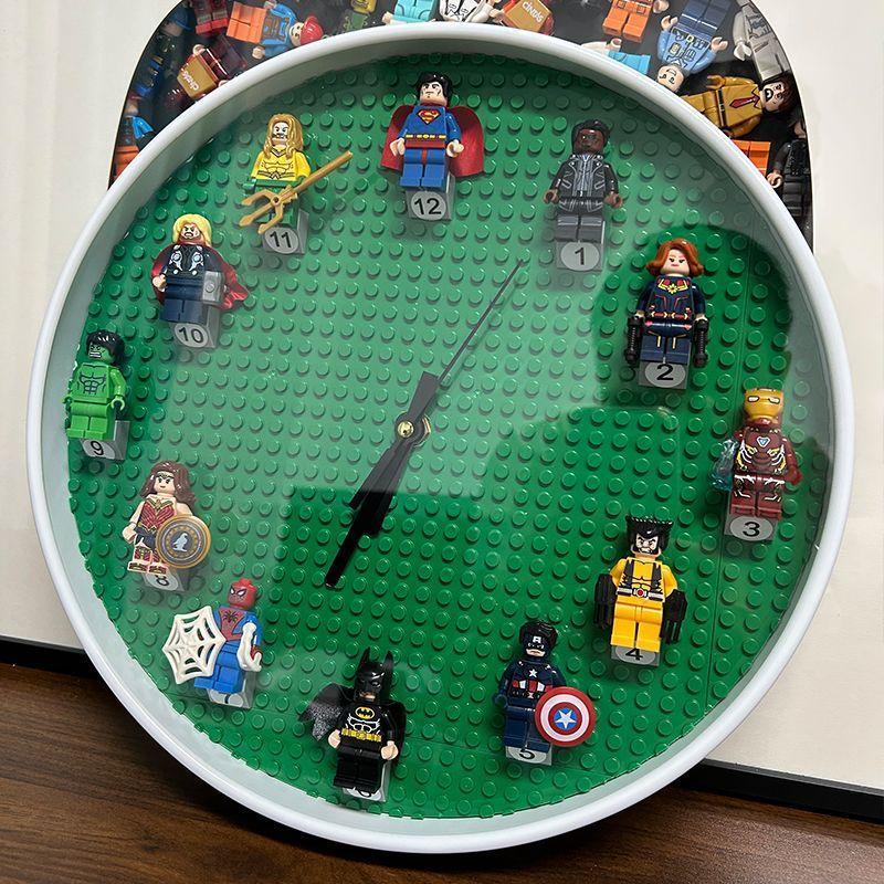 Lego Khối Xây Dựng Đồng Hồ DIY Treo Tường Phòng Trẻ Em Phòng Ngủ Đồng Hồ Treo Tường Để Bàn Xoay Bàn Kính Gương Bề Mặt Mu